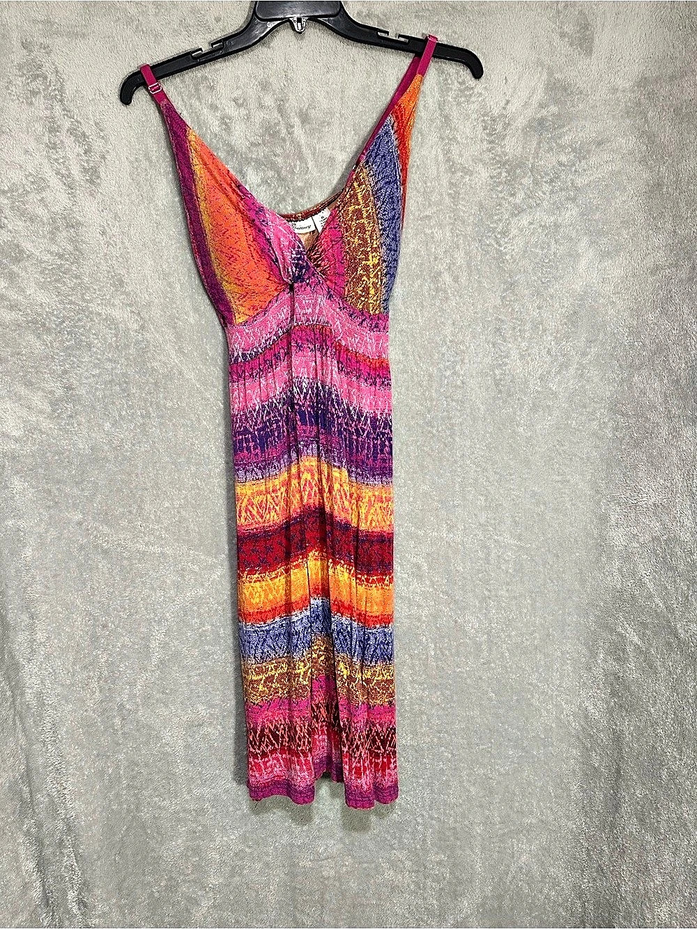 Allison Brittney Abstract Print Maxi Dress Pink & Purple XL Like New